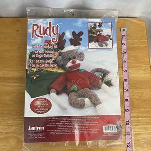 Janlynn Christmas RUDY Reindeer SOCK MONKEY Kit Adoption Papers 21"
